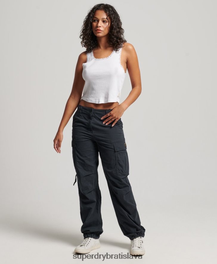Superdry ženy vintage nízke nákladné nohavice 6B4ZTR2273 oblečenie námorníctvo