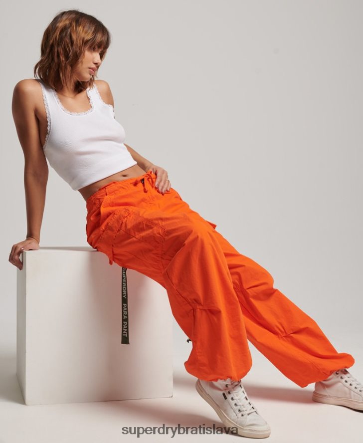 Superdry ženy voľné padáčikové nohavice 6B4ZTR1973 oblečenie oranžová