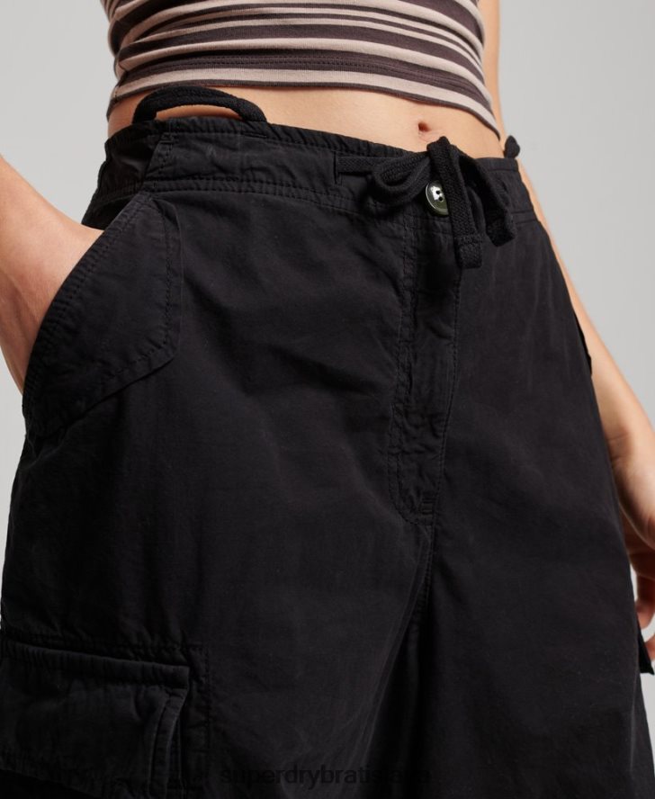 Superdry ženy voľné padáčikové nohavice 6B4ZTR2013 oblečenie čierna