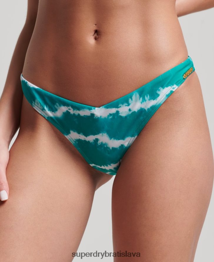 Superdry ženy Recyklované bikinové nohavičky na farbenie kravaty 6B4ZTR3209 oblečenie zelená