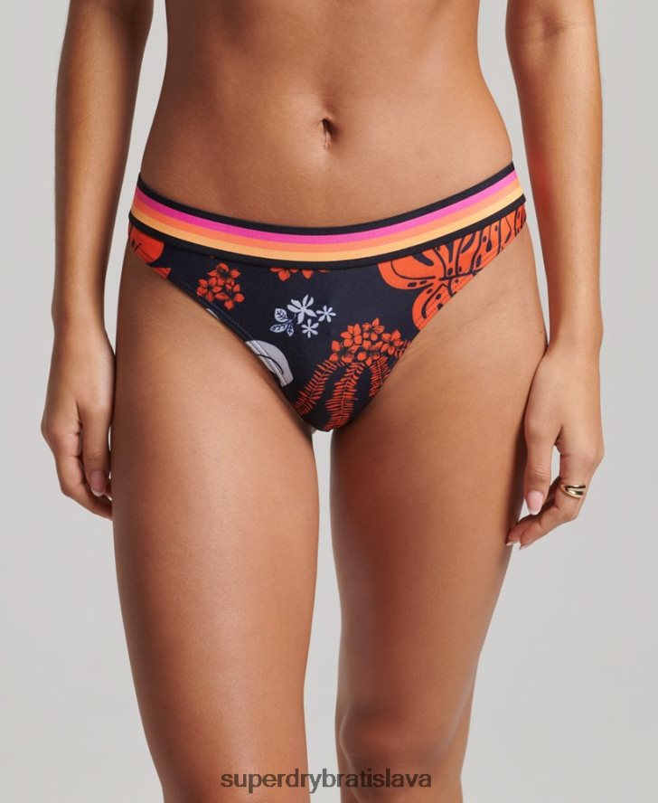 Superdry ženy Recyklované bikinové nohavičky s vintage logom 6B4ZTR3189 oblečenie koralový