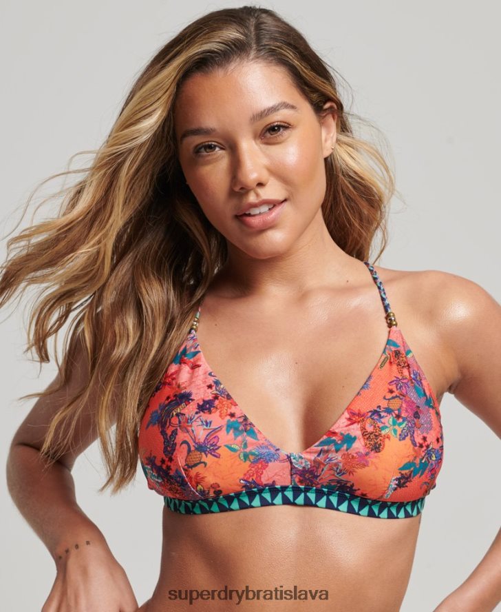 Superdry ženy Vintage tropický top bikín 6B4ZTR6747 oblečenie koralový