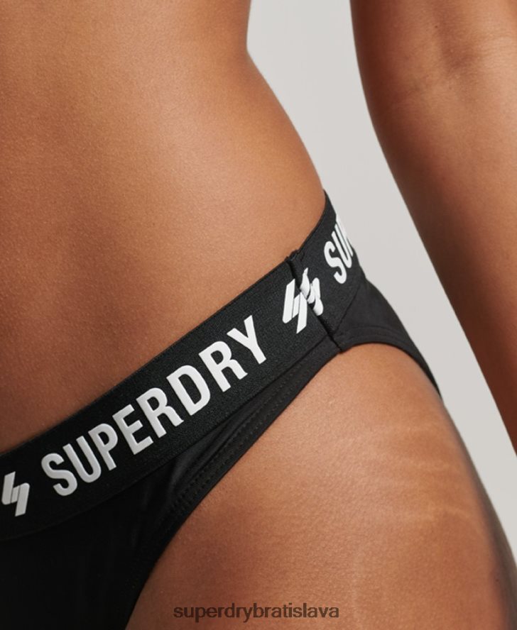 Superdry ženy elastické recyklované bikinové nohavičky 6B4ZTR3181 oblečenie čierna