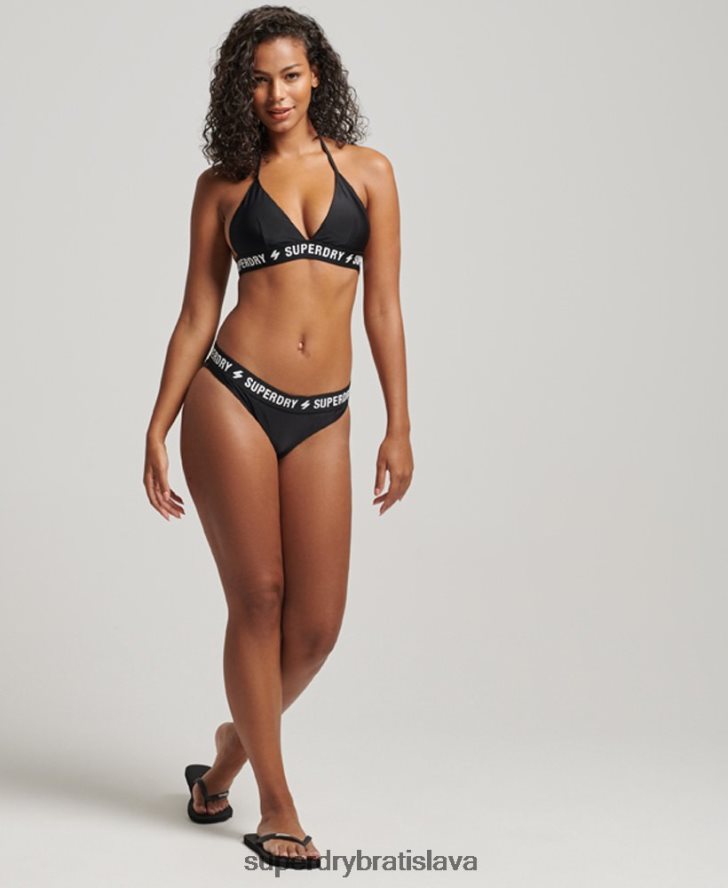 Superdry ženy elastické recyklované bikinové nohavičky 6B4ZTR3181 oblečenie čierna