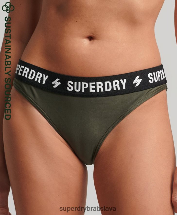 Superdry ženy elastické recyklované bikinové nohavičky 6B4ZTR3231 oblečenie kaki