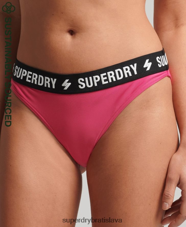 Superdry ženy elastické recyklované bikinové nohavičky 6B4ZTR6697 oblečenie Ružová