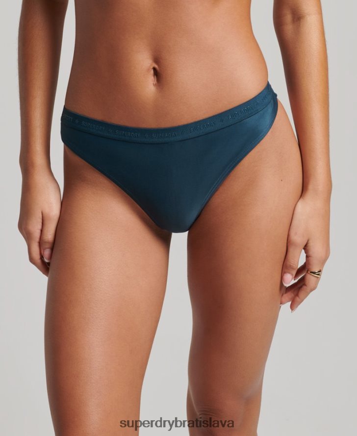 Superdry ženy mikroelastické recyklované bikinové nohavičky 6B4ZTR3195 oblečenie Modrá