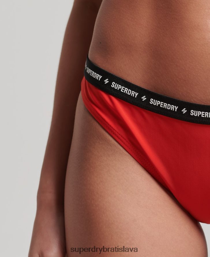 Superdry ženy mikroelastické recyklované bikinové nohavičky 6B4ZTR3217 oblečenie červená