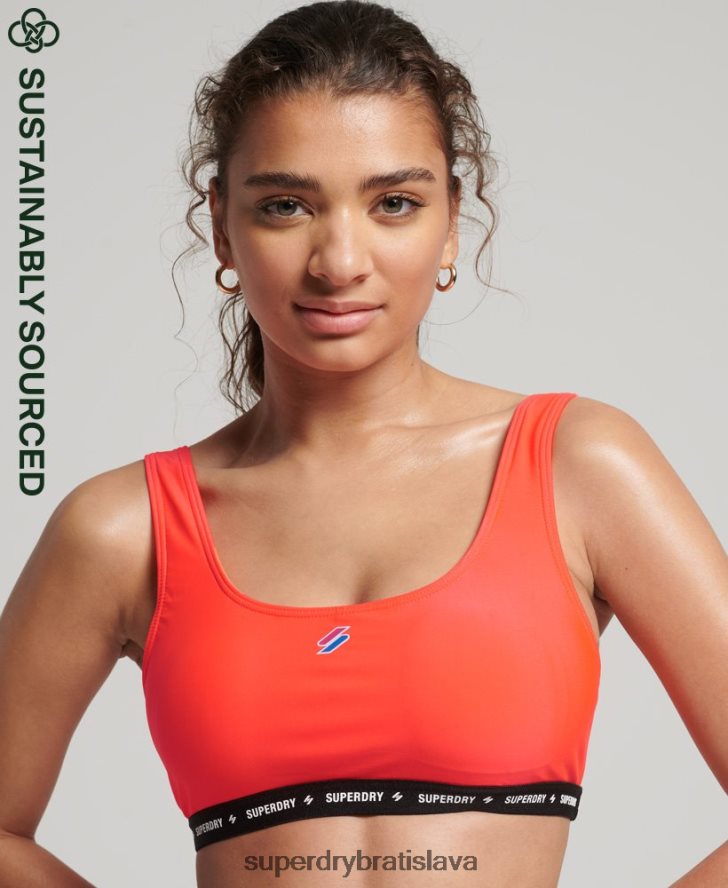 Superdry ženy mikroelastický recyklovaný top bikín 6B4ZTR3244 oblečenie koralový