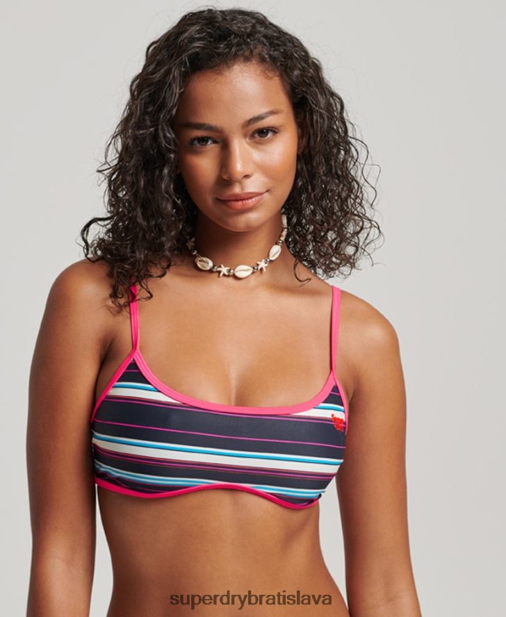 Superdry ženy pruhovaný recyklovaný top bikín 6B4ZTR3214 oblečenie multi