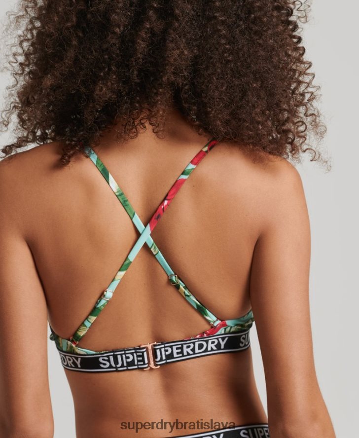 Superdry ženy recyklovaný vrch bikín s vintage logom 6B4ZTR3254 oblečenie zelená