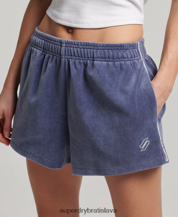 Superdry ženy Velúrové šortky s logom 6B4ZTR3145 oblečenie Modrá