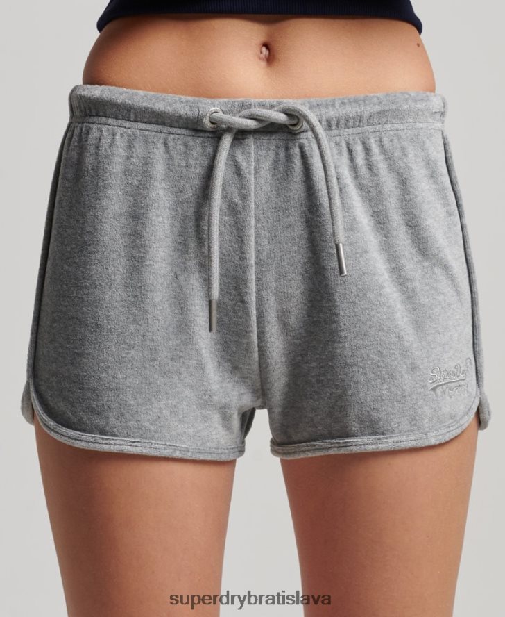 Superdry ženy Vintage logo velur racer short 6B4ZTR2148 oblečenie sivá