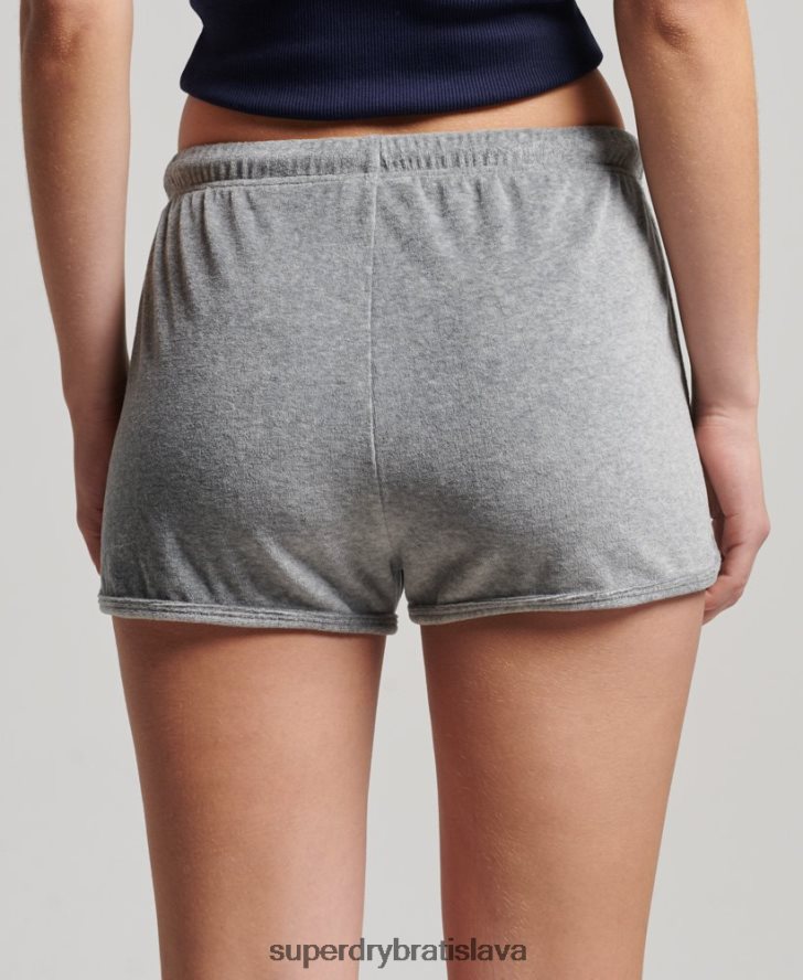 Superdry ženy Vintage logo velur racer short 6B4ZTR2148 oblečenie sivá