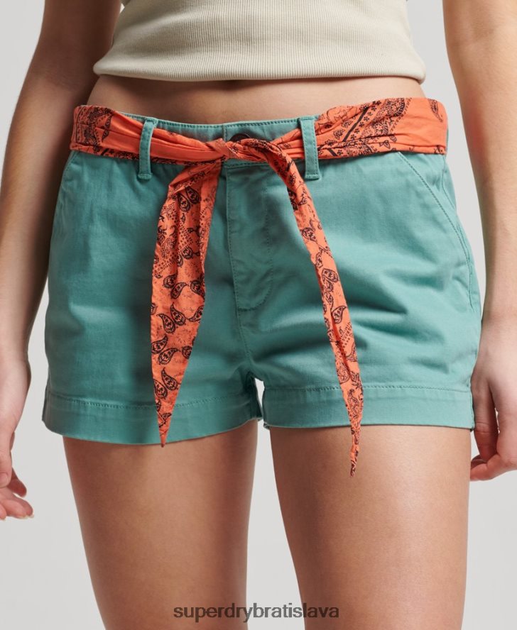 Superdry ženy chino horúce šortky 6B4ZTR2053 oblečenie zelená