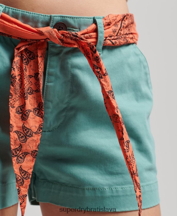 Superdry ženy chino horúce šortky 6B4ZTR2053 oblečenie zelená