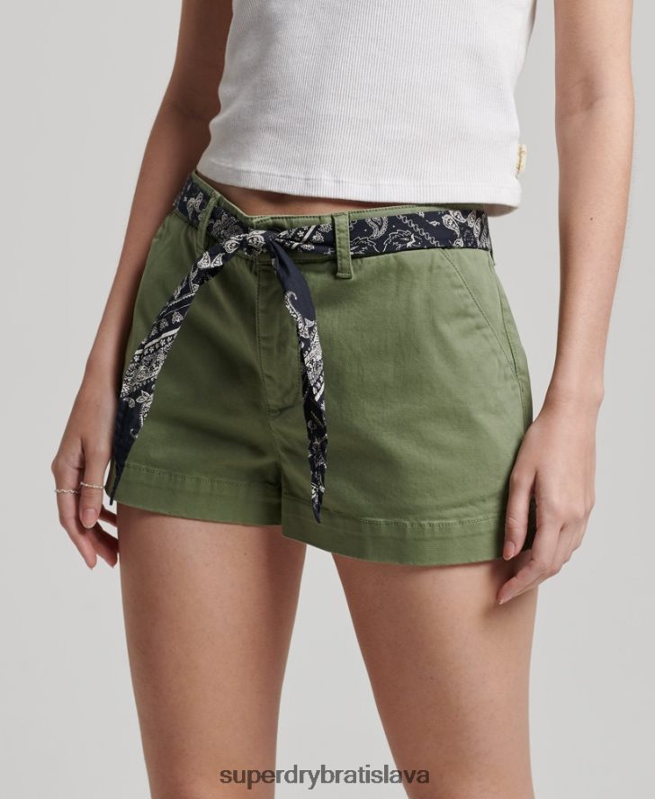 Superdry ženy chino horúce šortky 6B4ZTR2072 oblečenie kaki