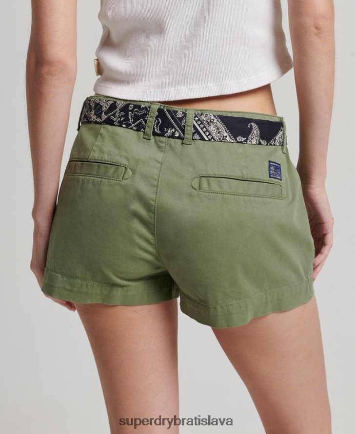 Superdry ženy chino horúce šortky 6B4ZTR2072 oblečenie kaki