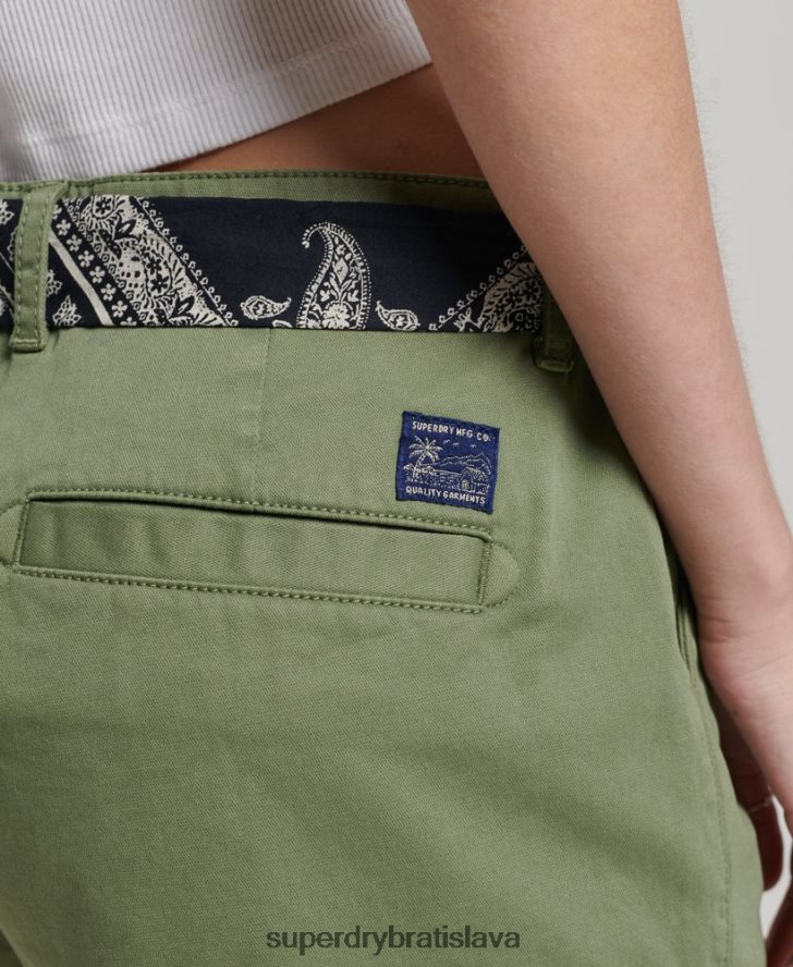 Superdry ženy chino horúce šortky 6B4ZTR2072 oblečenie kaki