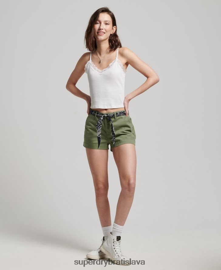 Superdry ženy chino horúce šortky 6B4ZTR2072 oblečenie kaki