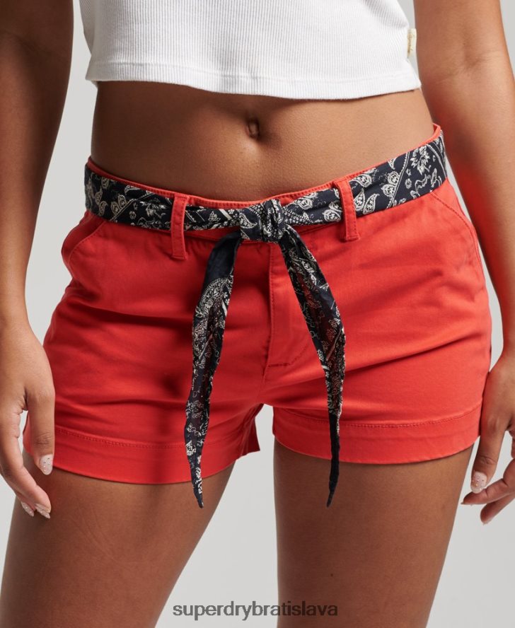Superdry ženy chino horúce šortky 6B4ZTR2104 oblečenie červená