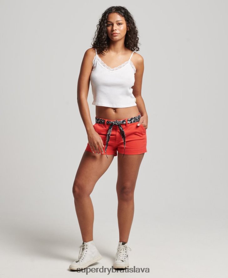 Superdry ženy chino horúce šortky 6B4ZTR2104 oblečenie červená