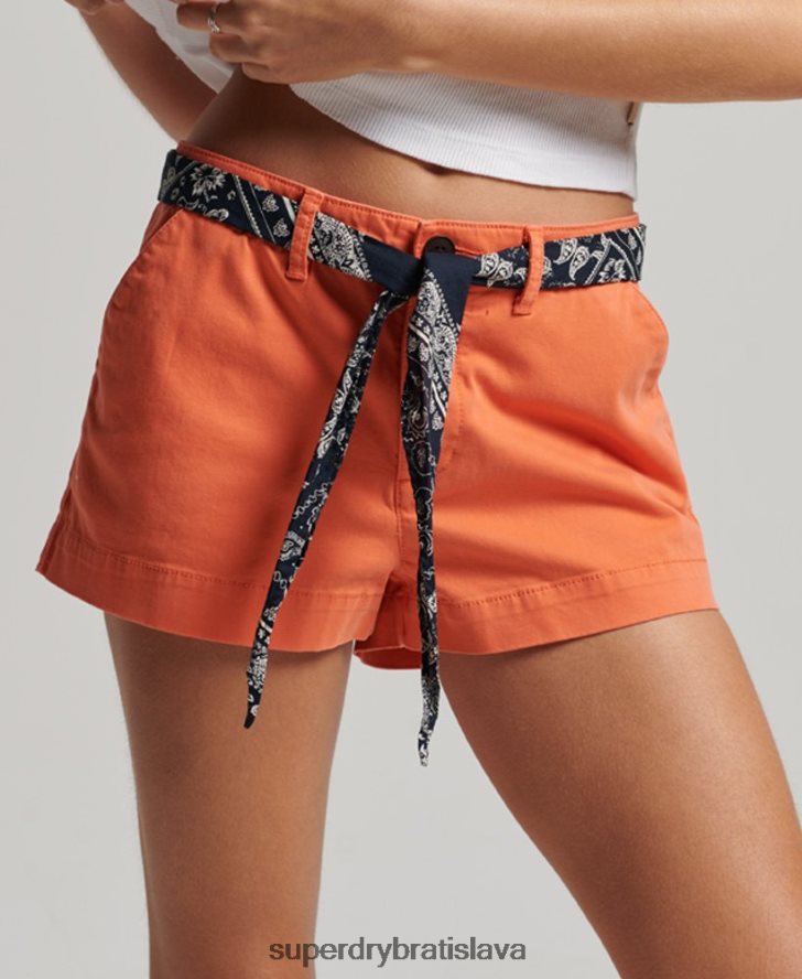 Superdry ženy chino horúce šortky 6B4ZTR2135 oblečenie koralový