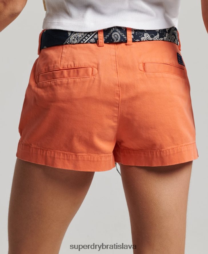 Superdry ženy chino horúce šortky 6B4ZTR2135 oblečenie koralový
