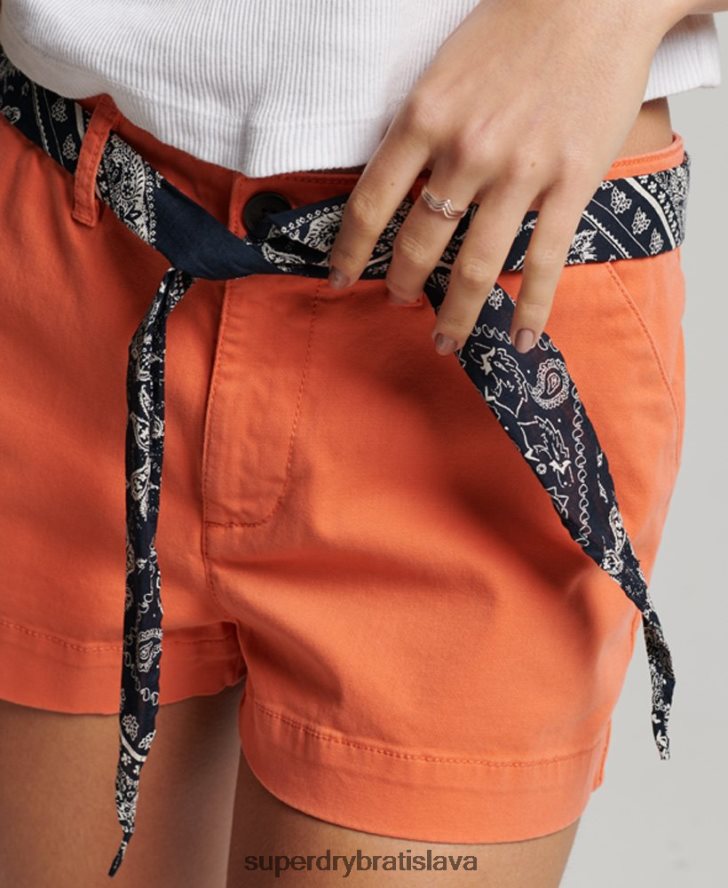 Superdry ženy chino horúce šortky 6B4ZTR2135 oblečenie koralový