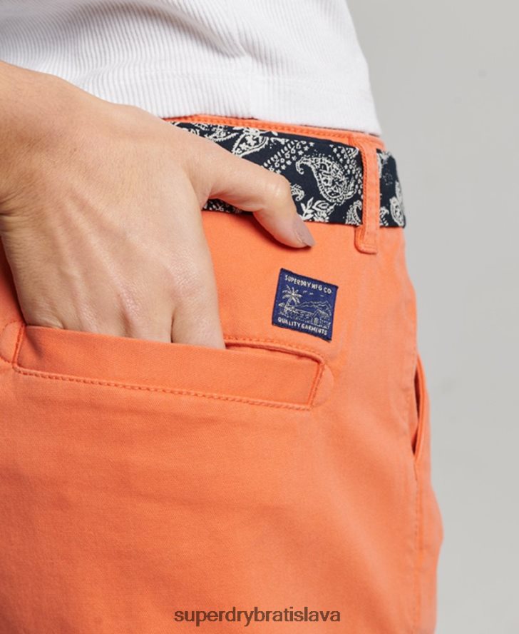 Superdry ženy chino horúce šortky 6B4ZTR2135 oblečenie koralový