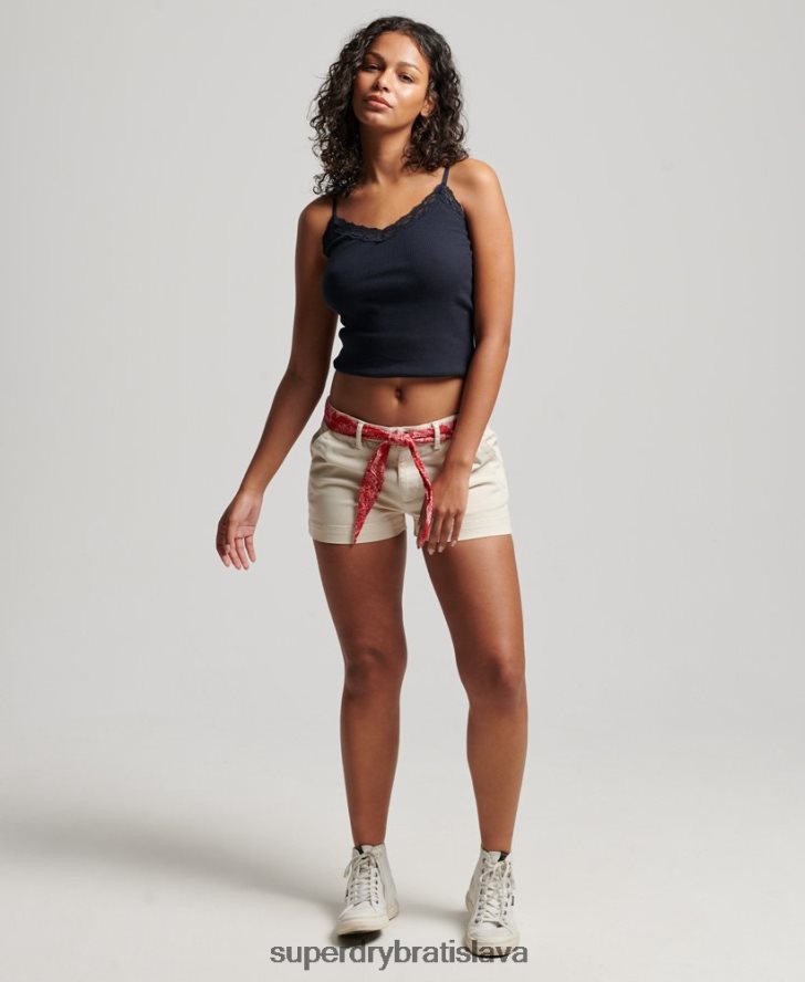 Superdry ženy chino horúce šortky 6B4ZTR2177 oblečenie krém