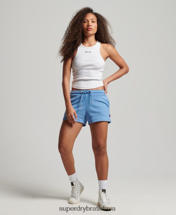 Superdry ženy džersejové šortky s vyšívaným vintage logom 6B4ZTR3113 oblečenie Modrá