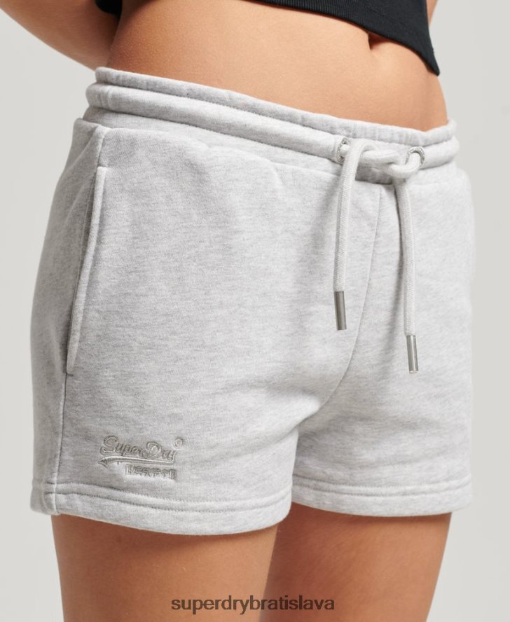 Superdry ženy džersejové šortky s vyšívaným vintage logom 6B4ZTR3118 oblečenie svetlo šedá