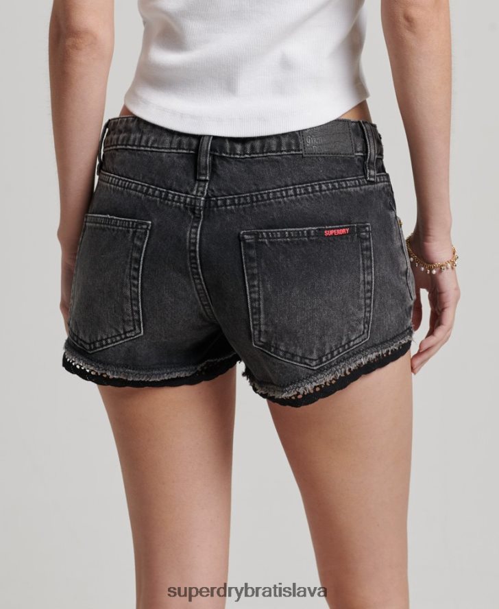 Superdry ženy džínsové horúce šortky 6B4ZTR3102 oblečenie čierna