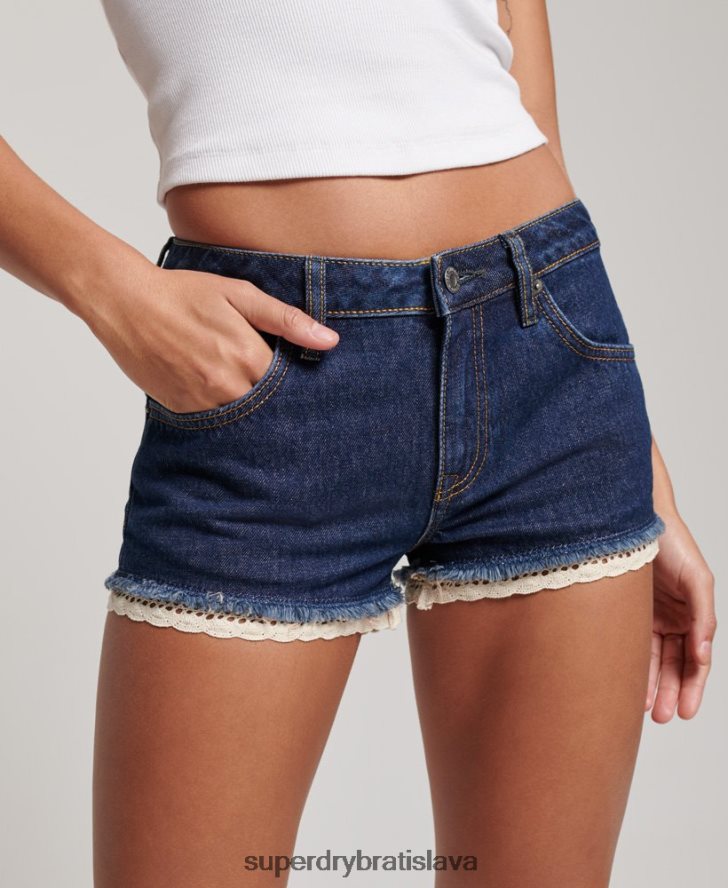 Superdry ženy džínsové horúce šortky 6B4ZTR3105 oblečenie tmavomodrá