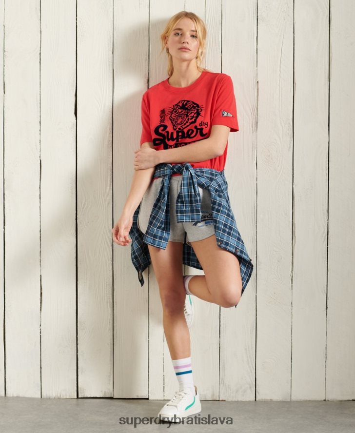 Superdry ženy duo šortky s vintage logom 6B4ZTR3172 oblečenie svetlo šedá