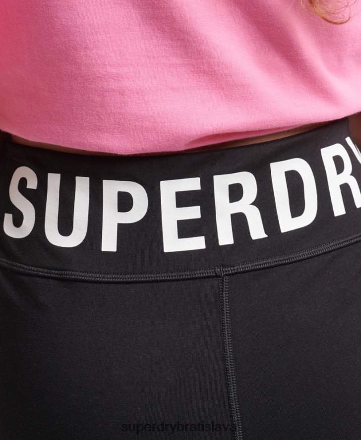 Superdry ženy elastické cyklo šortky s logom 6B4ZTR3123 oblečenie čierna