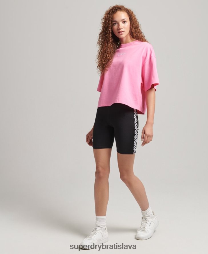 Superdry ženy elastické cyklo šortky s logom 6B4ZTR3123 oblečenie čierna