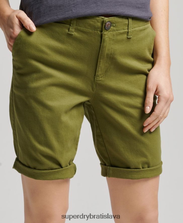 Superdry ženy mestské chino šortky 6B4ZTR3121 oblečenie zelená