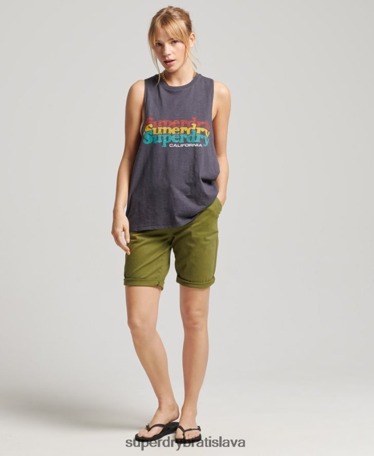 Superdry ženy mestské chino šortky 6B4ZTR3121 oblečenie zelená