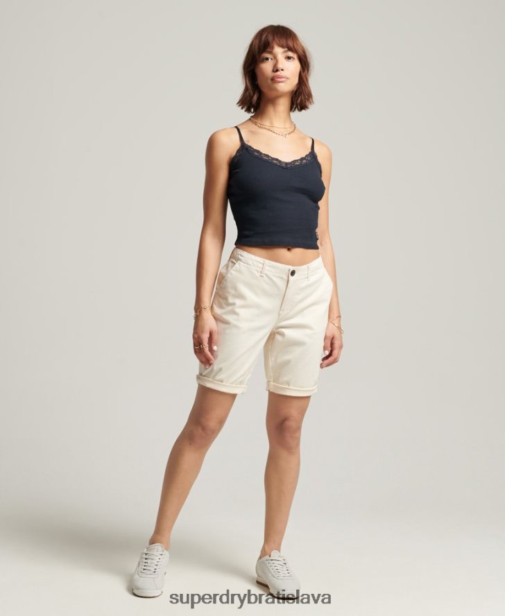 Superdry ženy mestské chino šortky 6B4ZTR3142 oblečenie krém