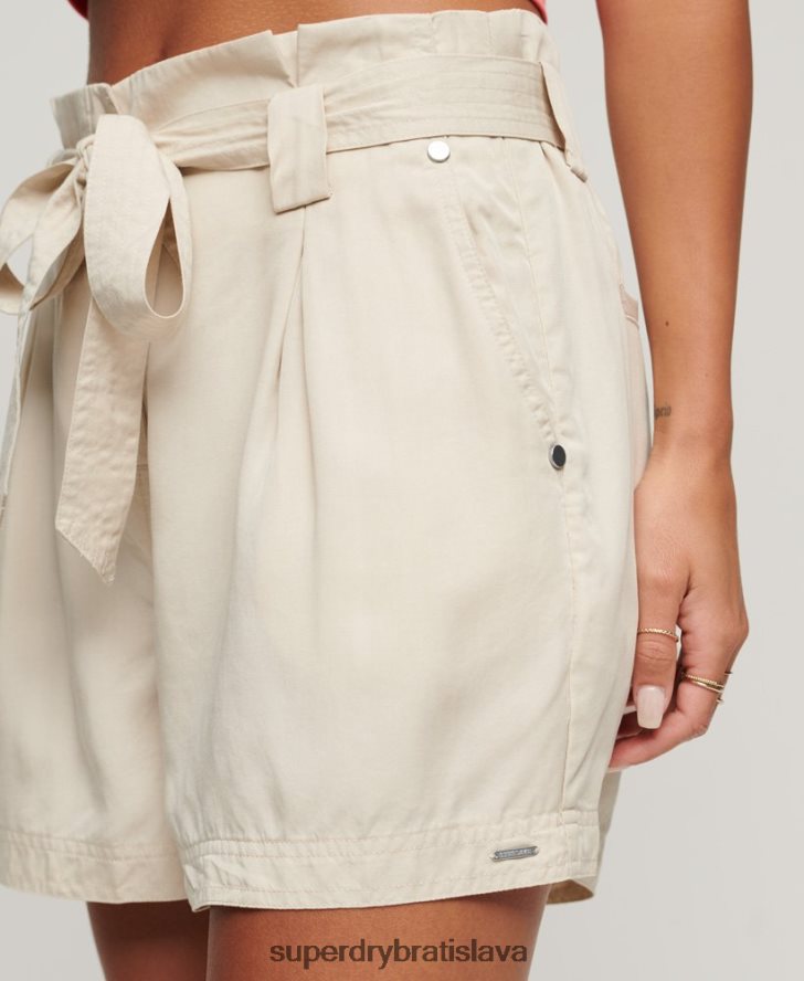 Superdry ženy púštne papierové šortky 6B4ZTR3106 oblečenie béžová