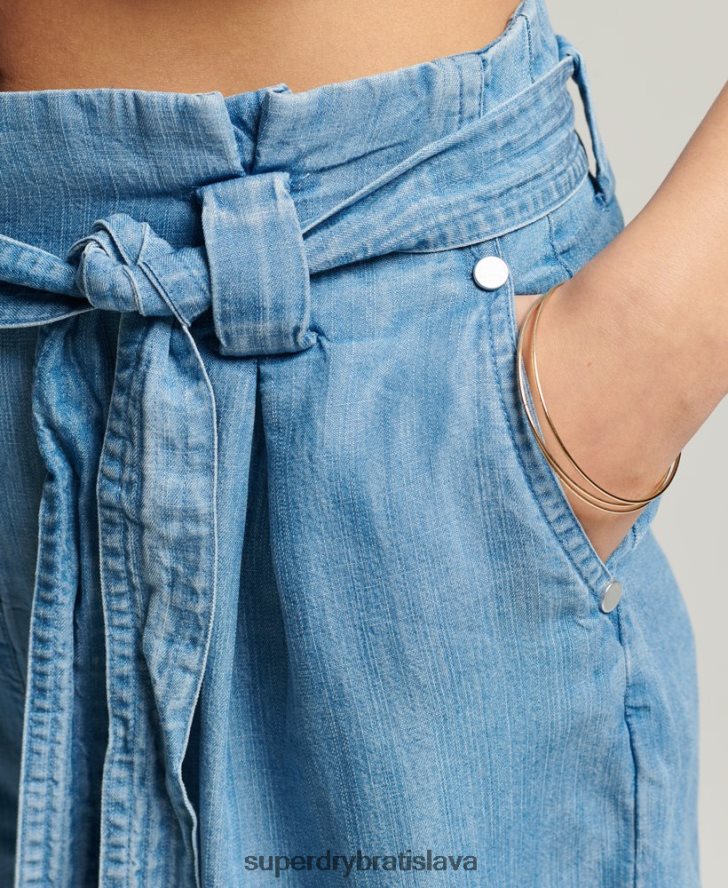 Superdry ženy púštne papierové šortky 6B4ZTR3151 oblečenie svetlo modrá