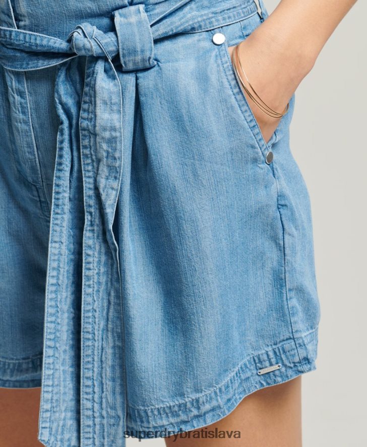 Superdry ženy púštne papierové šortky 6B4ZTR3151 oblečenie svetlo modrá