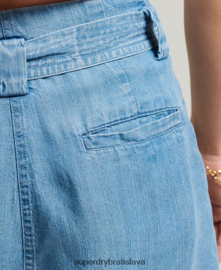 Superdry ženy púštne papierové šortky 6B4ZTR3151 oblečenie svetlo modrá