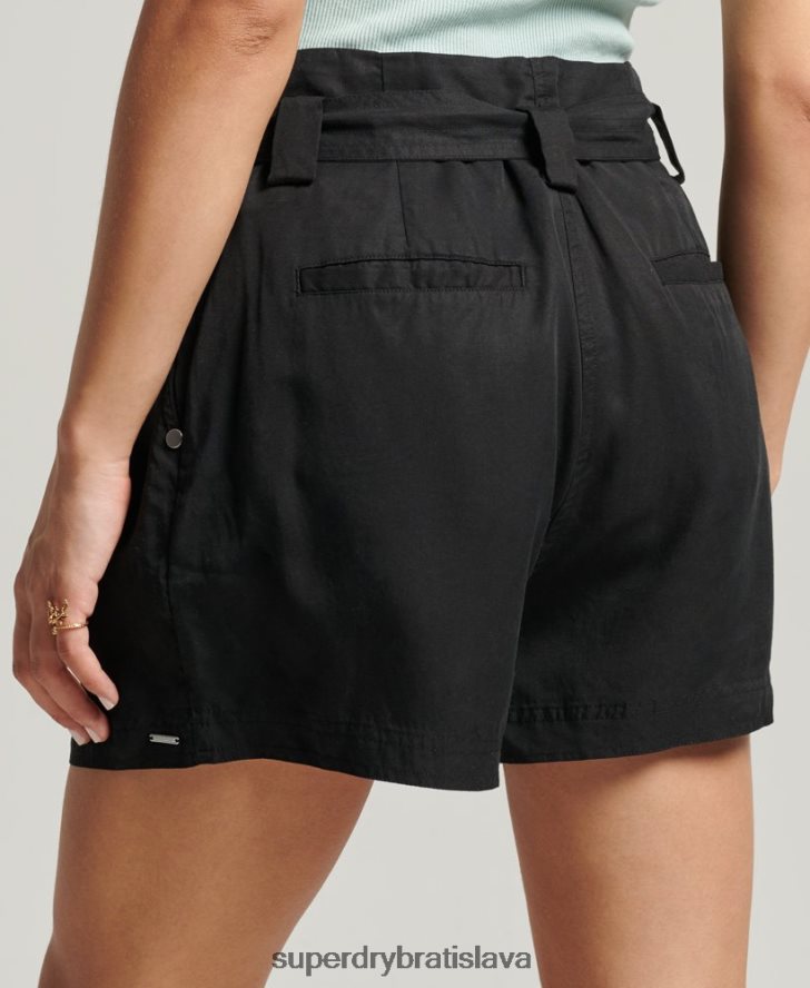 Superdry ženy púštne papierové šortky 6B4ZTR3154 oblečenie čierna
