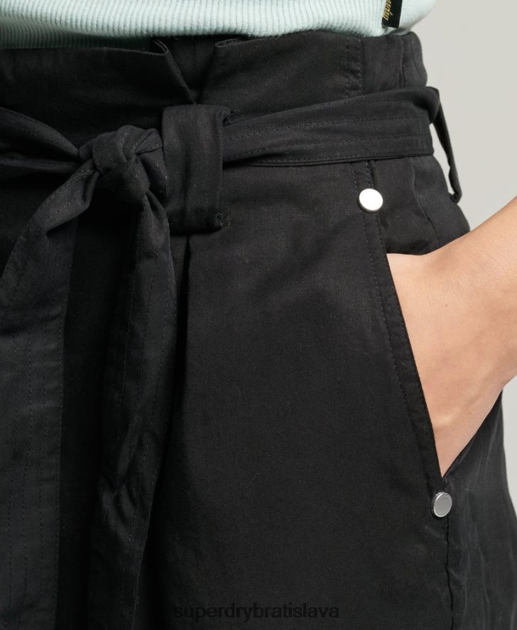 Superdry ženy púštne papierové šortky 6B4ZTR3154 oblečenie čierna