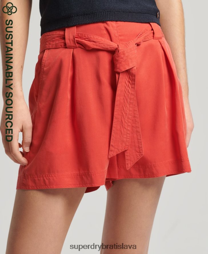 Superdry ženy paperbag šortky 6B4ZTR3138 oblečenie červená