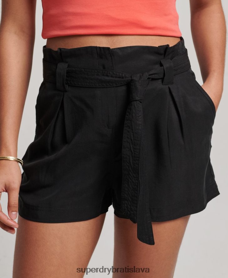 Superdry ženy paperbag šortky 6B4ZTR3164 oblečenie čierna