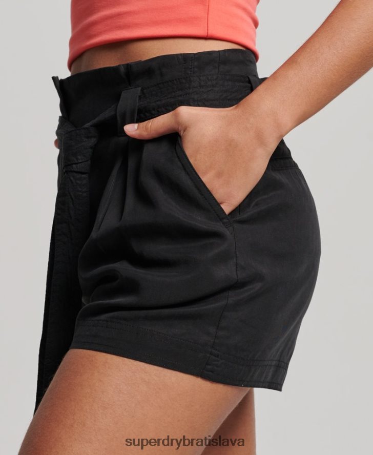 Superdry ženy paperbag šortky 6B4ZTR3164 oblečenie čierna